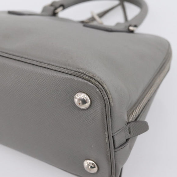 PRADA Hand Bag Saffiano 2way Gray Silver Auth 198967A