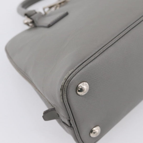 PRADA Hand Bag Saffiano 2way Gray Silver Auth 198967A