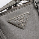 PRADA Hand Bag Saffiano 2way Gray Silver Auth 198967A-19