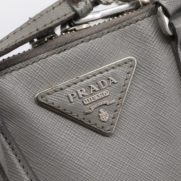 PRADA Hand Bag Saffiano 2way Gray Silver Auth 198967A