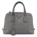 PRADA Hand Bag Saffiano 2way Gray Silver Auth 198967A-2
