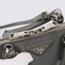 PRADA Hand Bag Saffiano 2way Gray Silver Auth 198967A-20
