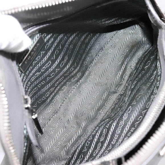 PRADA Hand Bag Saffiano 2way Gray Silver Auth 198967A