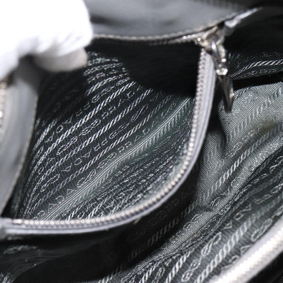 PRADA Hand Bag Saffiano 2way Gray Silver Auth 198967A