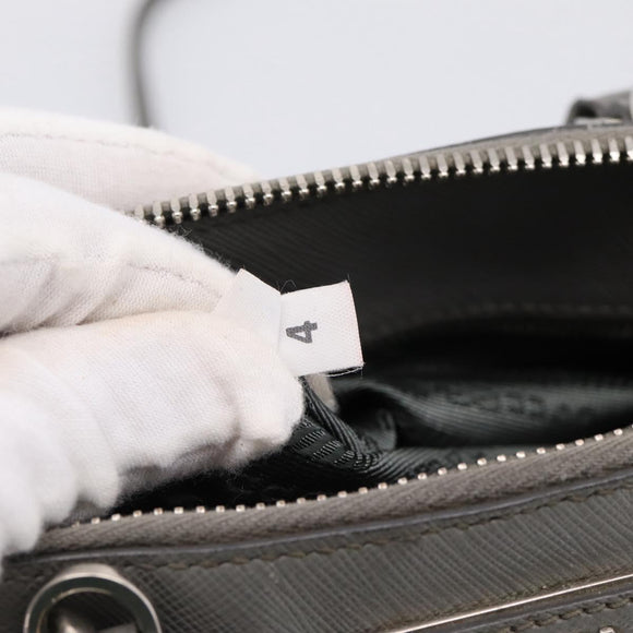 PRADA Hand Bag Saffiano 2way Gray Silver Auth 198967A