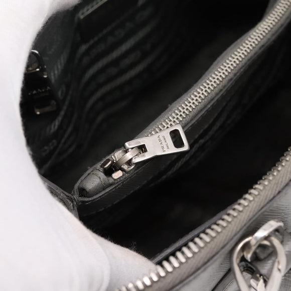 PRADA Hand Bag Saffiano 2way Gray Silver Auth 198967A