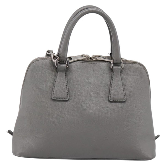 PRADA Hand Bag Saffiano 2way Gray Silver Auth 198967A