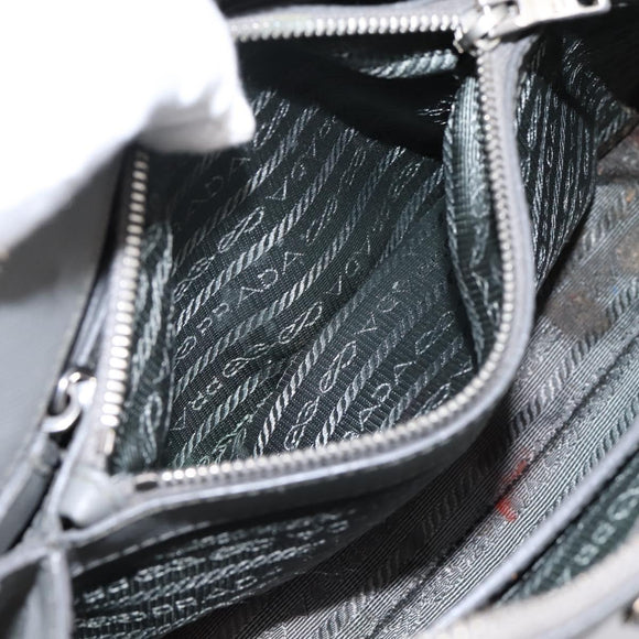 PRADA Hand Bag Saffiano 2way Gray Silver Auth 198967A