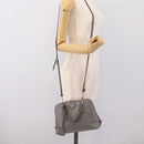 PRADA Hand Bag Saffiano 2way Gray Silver Auth 198967A-33