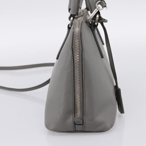 PRADA Hand Bag Saffiano 2way Gray Silver Auth 198967A