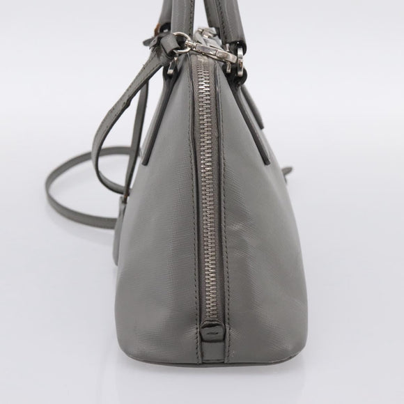 PRADA Hand Bag Saffiano 2way Gray Silver Auth 198967A