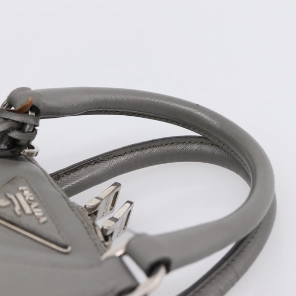 PRADA Hand Bag Saffiano 2way Gray Silver Auth 198967A