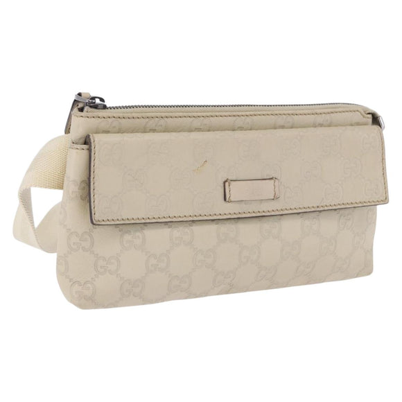 GUCCI GuccissimaGG Body Bag Leather Ivory Silver 162916 Auth 198969