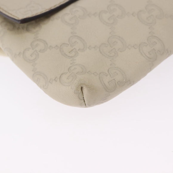GUCCI GuccissimaGG Body Bag Leather Ivory Silver 162916 Auth 198969