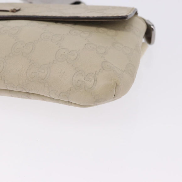 GUCCI GuccissimaGG Body Bag Leather Ivory Silver 162916 Auth 198969