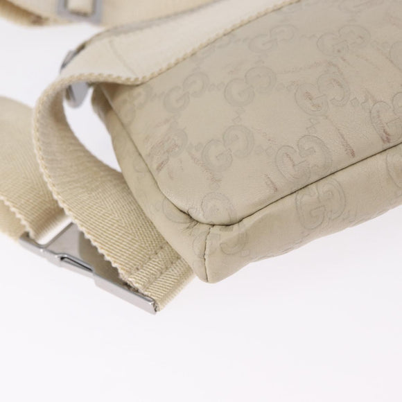 GUCCI GuccissimaGG Body Bag Leather Ivory Silver 162916 Auth 198969