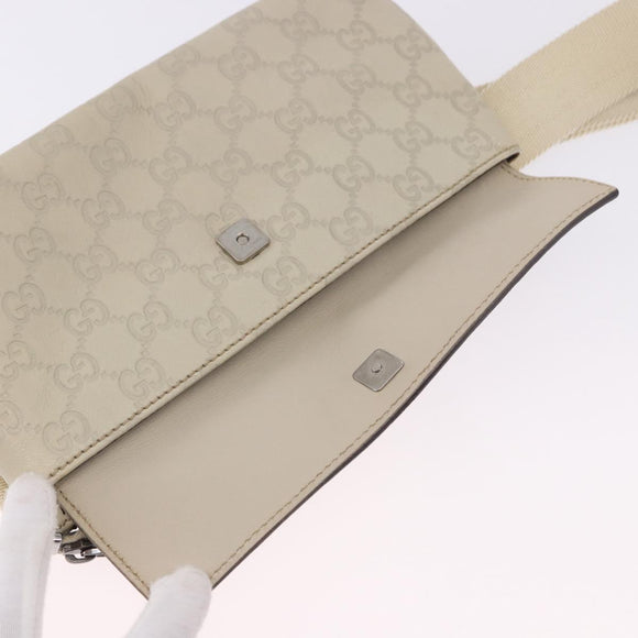 GUCCI GuccissimaGG Body Bag Leather Ivory Silver 162916 Auth 198969