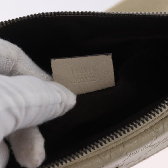 GUCCI GuccissimaGG Body Bag Leather Ivory Silver 162916 Auth 198969