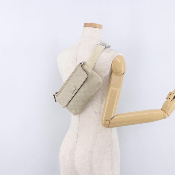 GUCCI GuccissimaGG Body Bag Leather Ivory Silver 162916 Auth 198969