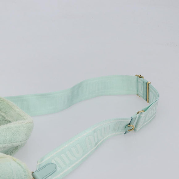 Miu Miu Terry Cloth Tote Bag Pile Light Blue Gold Tone Auth 198970