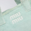 Miu Miu Terry Cloth Tote Bag Pile Light Blue Gold Tone Auth 198970-18