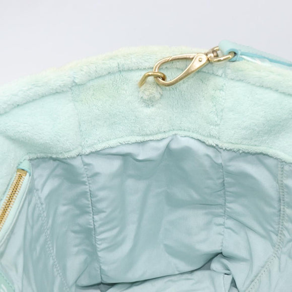 Miu Miu Terry Cloth Tote Bag Pile Light Blue Gold Tone Auth 198970