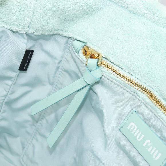 Miu Miu Terry Cloth Tote Bag Pile Light Blue Gold Tone Auth 198970