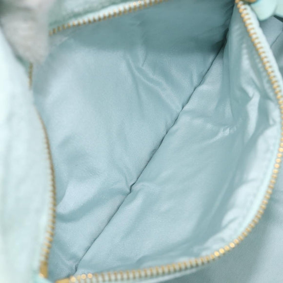 Miu Miu Terry Cloth Tote Bag Pile Light Blue Gold Tone Auth 198970