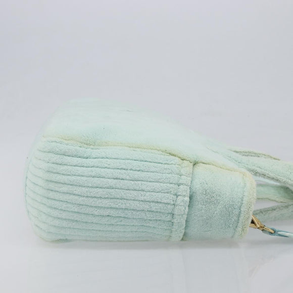 Miu Miu Terry Cloth Tote Bag Pile Light Blue Gold Tone Auth 198970