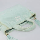 Miu Miu Terry Cloth Tote Bag Pile Light Blue Gold Tone Auth 198970-6