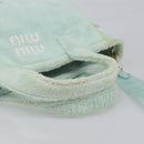 Miu Miu Terry Cloth Tote Bag Pile Light Blue Gold Tone Auth 198970-7