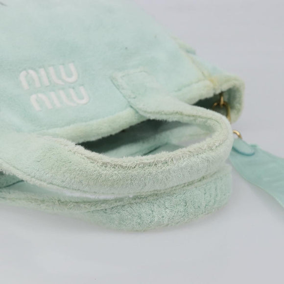Miu Miu Terry Cloth Tote Bag Pile Light Blue Gold Tone Auth 198970