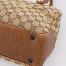 GUCCI GG Canvas Bamboo Hand Bag Beige Black 112526 Auth 198971A-9