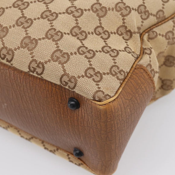 GUCCI GG Canvas Bamboo Hand Bag Beige Black 112526 Auth 198971A