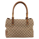 GUCCI GG Canvas Bamboo Hand Bag Beige Black 112526 Auth 198971A-13