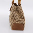 GUCCI GG Canvas Bamboo Hand Bag Beige Black 112526 Auth 198971A-4
