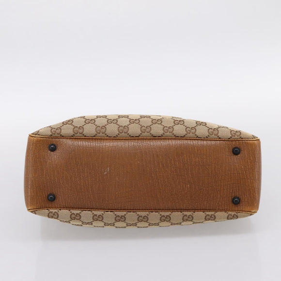 GUCCI GG Canvas Bamboo Hand Bag Beige Black 112526 Auth 198971A