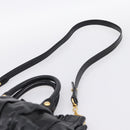 Miu Miu Hand Bag Leather 2way Black Gold Tone Auth 198973V-10