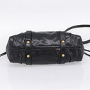 Miu Miu Hand Bag Leather 2way Black Gold Tone Auth 198973V-11