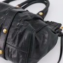 Miu Miu Hand Bag Leather 2way Black Gold Tone Auth 198973V-12
