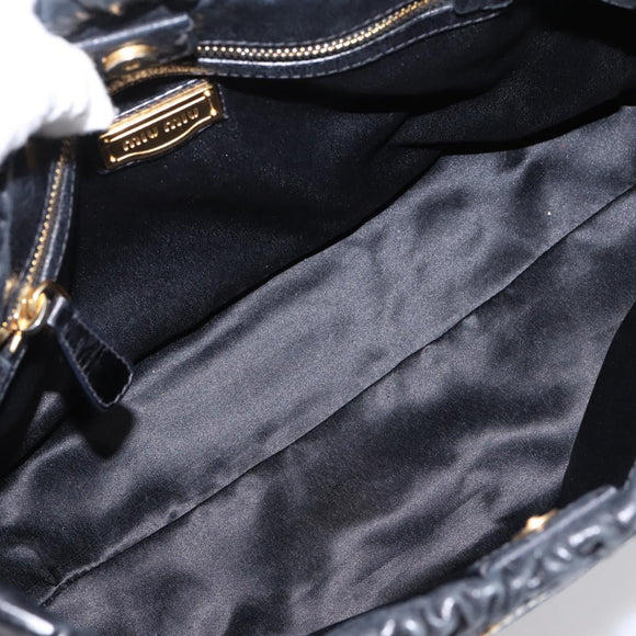 Miu Miu Hand Bag Leather 2way Black Gold Tone Auth 198973V