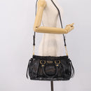 Miu Miu Hand Bag Leather 2way Black Gold Tone Auth 198973V-23