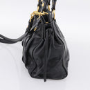 Miu Miu Hand Bag Leather 2way Black Gold Tone Auth 198973V-5