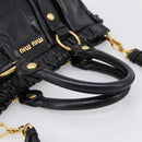 Miu Miu Hand Bag Leather 2way Black Gold Tone Auth 198973V-7
