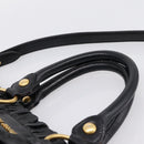 Miu Miu Hand Bag Leather 2way Black Gold Tone Auth 198973V-8