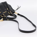 Miu Miu Hand Bag Leather 2way Black Gold Tone Auth 198973V-9