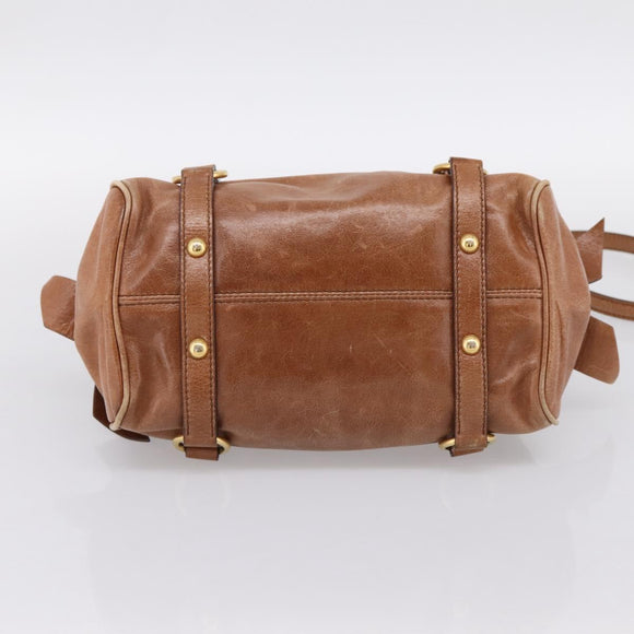 Miu Miu Hand Bag Leather 2way Brown Gold Tone Auth 198974A
