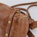 Miu Miu Hand Bag Leather 2way Brown Gold Tone Auth 198974A-12
