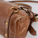 Miu Miu Hand Bag Leather 2way Brown Gold Tone Auth 198974A-14