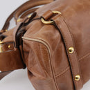 Miu Miu Hand Bag Leather 2way Brown Gold Tone Auth 198974A-15